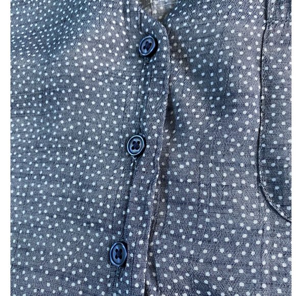 Como Blu Womens Blue and White Polka Dot Sheer V-Neck Tunic Size 1X Coastal - Picture 7 of 11